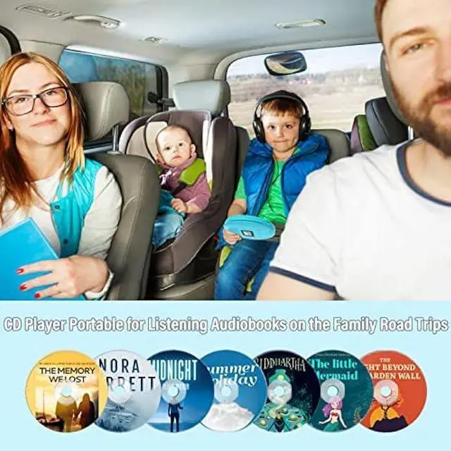 Alt view image 5 of 5 - CD Player Portable | Speaker Built-in Rechargeable CD Player for Car and Home, Kids, Anti-Skip Player with Headphones(Cyan-Blue)