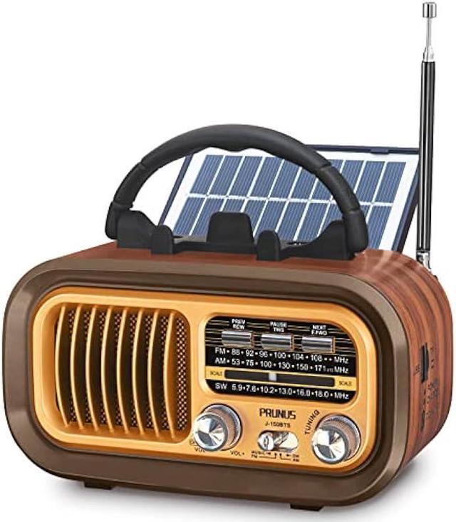 2023 Newest PRUNUS J-150 Small Retro Vintage Radio Bluetooth, Portable  Radio AM FM Transistor with Best Sound, Solar/Battery Operated