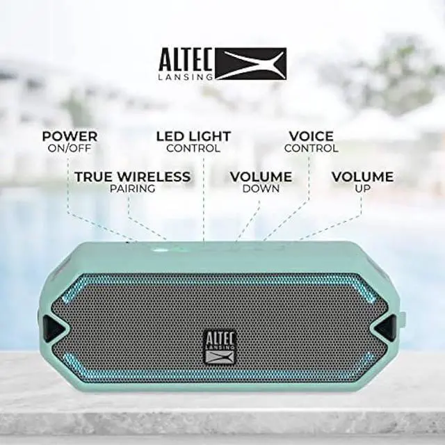 Alt view image 3 of 5 - Altec Lansing - HydraJolt Wireless Bluetooth Speaker, Waterproof Portable Speakers with Built in Phone Charger and Lights, Everything Proof Outdoor, Shockproof, Snowproof, 16 Hours Playtime
