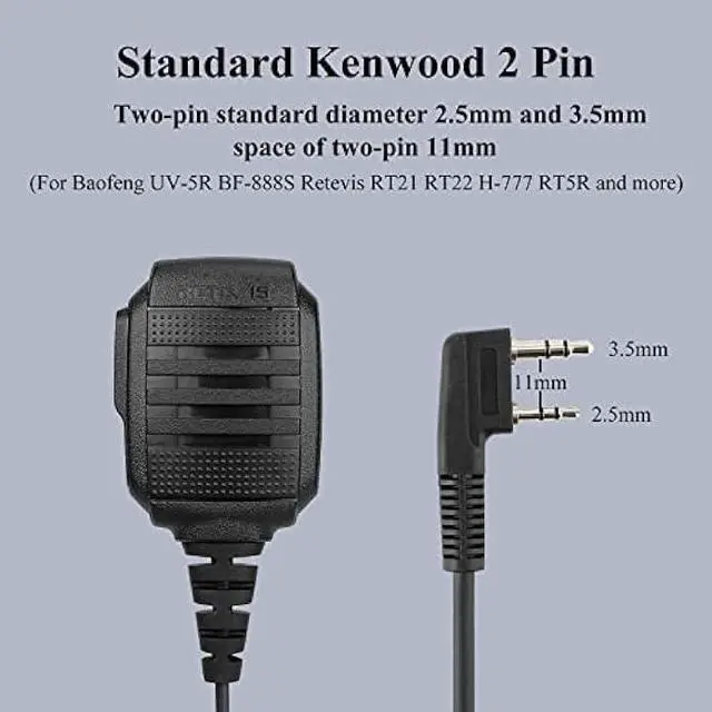 Alt view image 4 of 7 - Retevis Two Way Radio Shoulder Speaker Mic,Compatible with Retevis RT22 RT68 RT21 H-777 RT22S RT27 RT86 RT18 RT85 RT-5R RT19 Baofeng UV-5R Arcshell AR-5 Walkie Talkie (10 Pack)