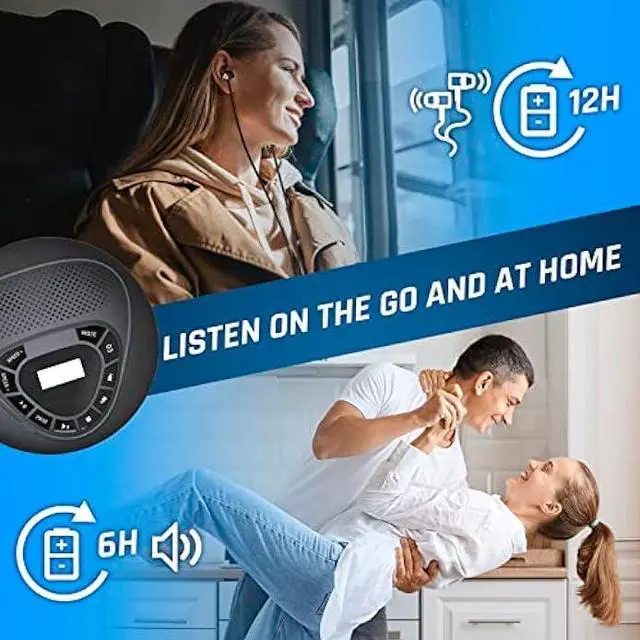 Alt view image 5 of 5 - KLIM Speaker with Rechargeable Battery - Portable CD Player with Headphones + SD/TF Card + AUX - Ideal Car CD Player
