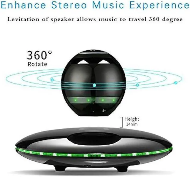 Alt view image 2 of 6 - Infinity Orb Magnetic Levitating Speaker Bluetooth 4.0 LED Flash Wireless Floating Speakers with Microphone and Touch Buttons (Black)