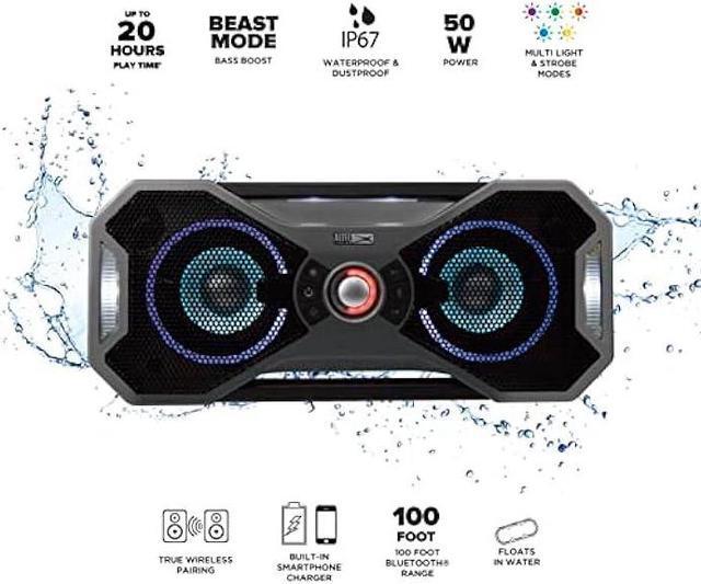 Alt view image 2 of 6 - Altec Lansing Mix 2.0 - Waterproof Bluetooth Speaker with Strong Bass, Portable Speaker for Travel & Outdoor Use, 100 Foot Range & 20 Hour Playtime