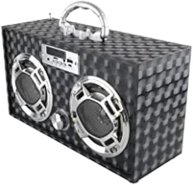Alt view image 5 of 7 - Wireless Express - Mini Boombox with LED Speakers  Retro Bluetooth Speaker w/Enhanced FM Radio - Perfect for Home and Outdoor (Black)