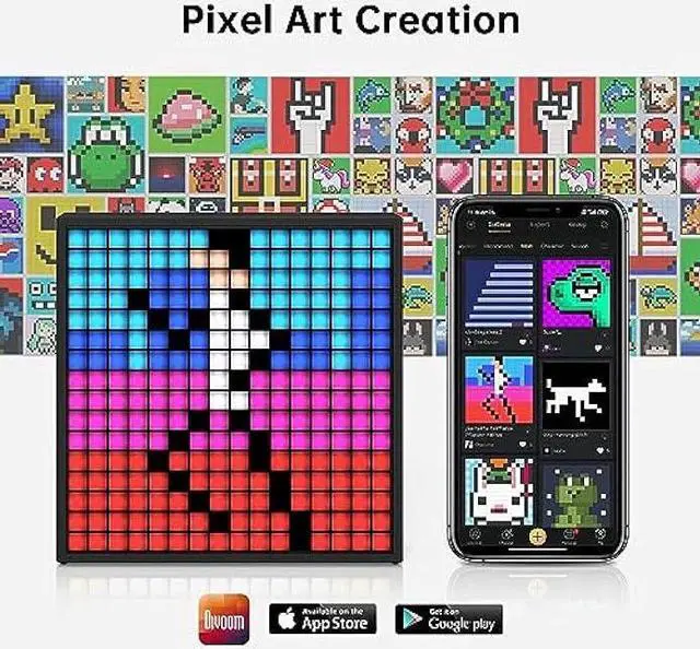 Alt view image 3 of 5 - Divoom TimeBox Evo -- Pixel Art Bluetooth Speaker with 16x16 LED Display APP Control - Cool Animation Frame & Gaming Room Setup & Bedside Alarm Clock- Black