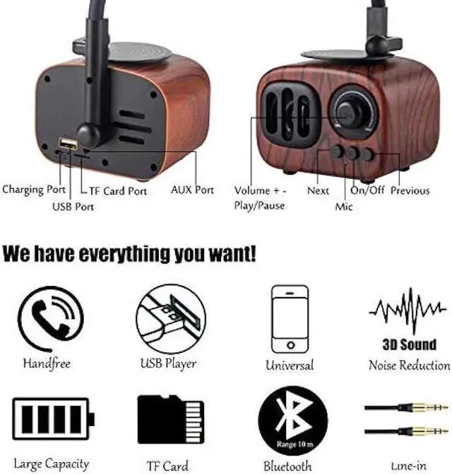 Alt view image 4 of 6 - Tipmant Mini Classic Wireless Bluetooth Speaker Stereo Audio Retro Vintage Record Player Model Home Room Decor