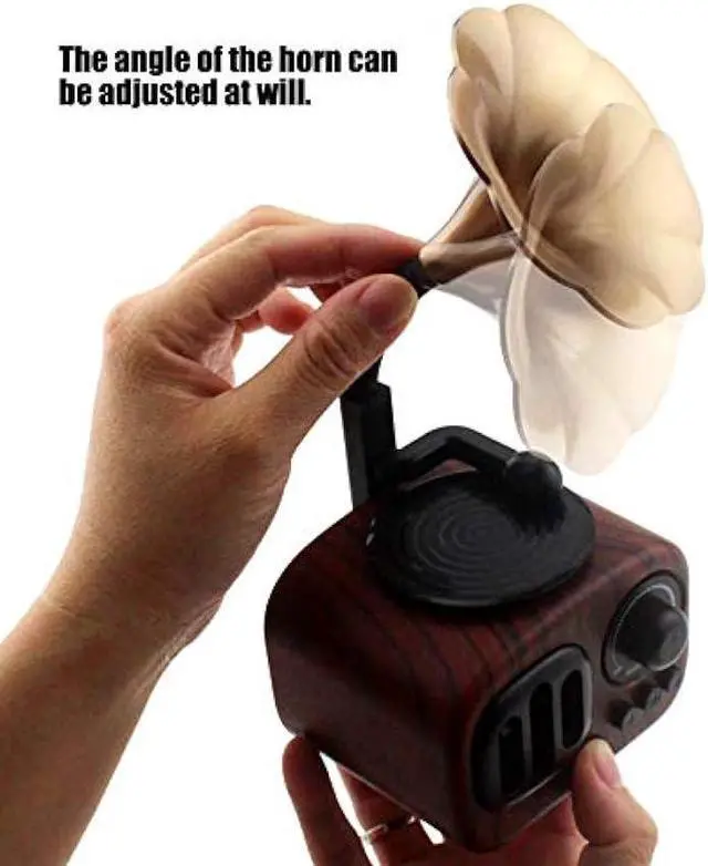 Alt view image 6 of 6 - Tipmant Mini Classic Wireless Bluetooth Speaker Stereo Audio Retro Vintage Record Player Model Home Room Decor