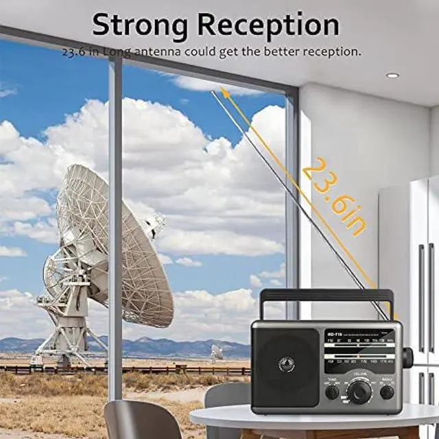 Alt view image 2 of 6 - AM FM Portable Radio Battery Operated Radio by 4X D Cell Batteries Or AC Power Transistor Radio with and Big Speaker, Standard Earphone Jack, High/Low Tone Mode, Large Knob