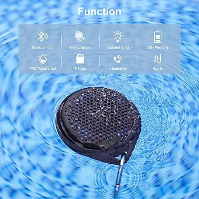 Alt view image 2 of 5 - Bluetooth Shower Speaker, IP67 Waterproof with RGB Light, Portable with Hi-Fi Sound and Built-in Mic, Supports TF Card, Wireless for Home, Outdoor, Travel