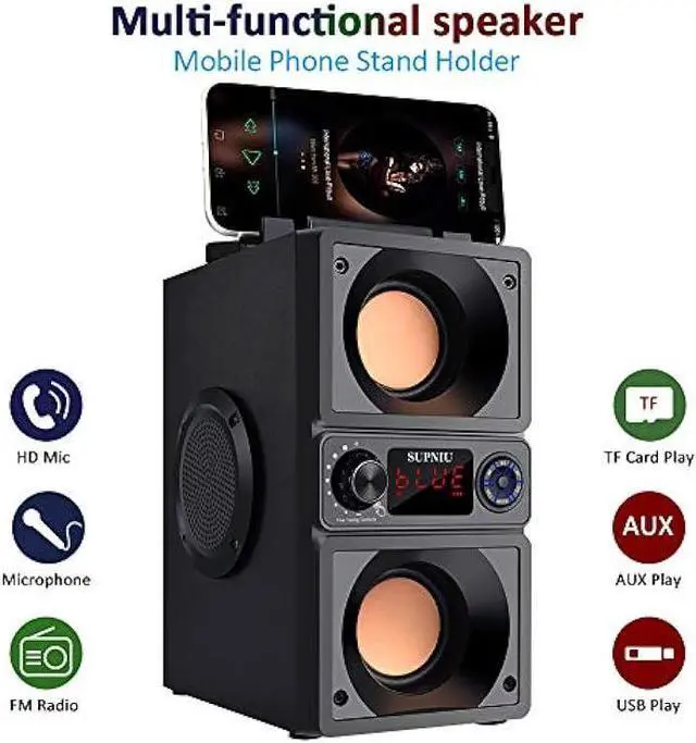 Alt view image 6 of 6 - Bluetooth Speaker, Portable Bluetooth Boombox with 40W (60W Peak) Stereo Dual Woofers and Dual Tweeters Wireless Home Party Speaker, 2400 Minutes Playtime, Suitable for Party, Camping, Gym