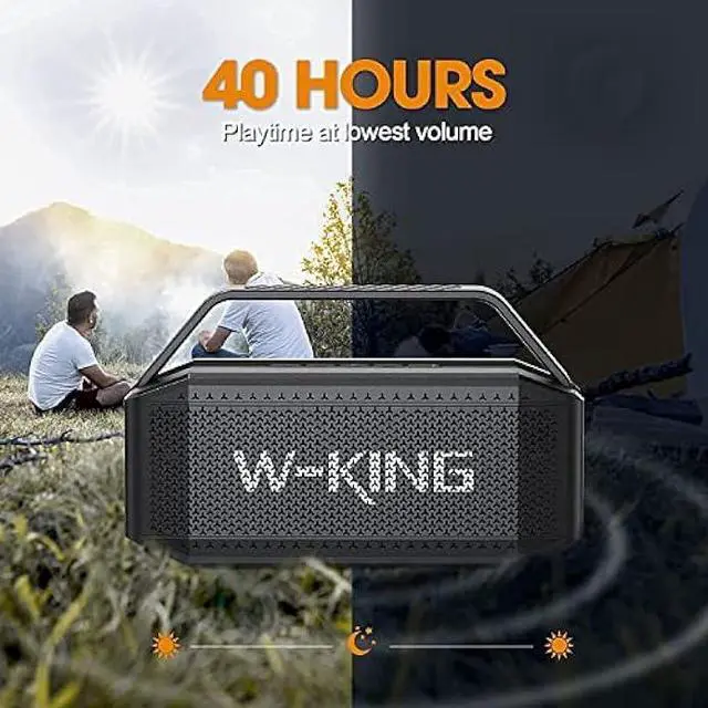 Alt view image 4 of 7 - W-KING Portable Loud Bluetooth Speakers with Subwoofer, 60W(80W Peak) Outdoor Speakers Bluetooth Wireless Waterproof Speaker, Deep Bass/V5.0/40H Play/Power Bank/TF Card/AUX/EQ, Large for Party