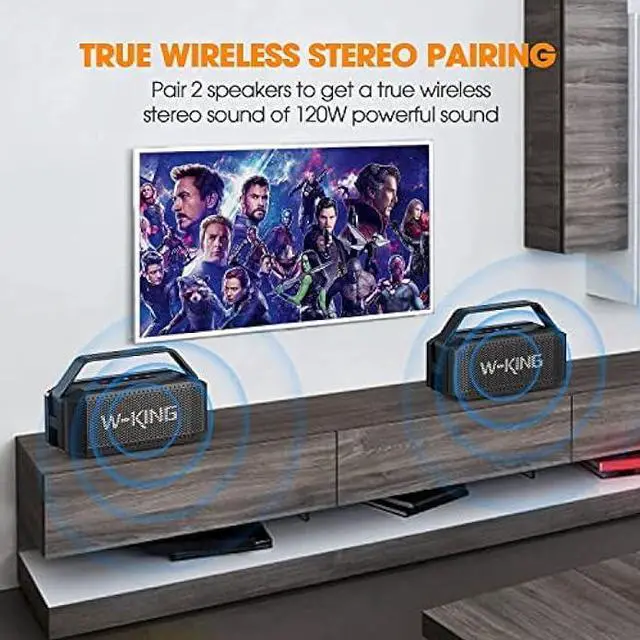 Alt view image 5 of 7 - W-KING Portable Loud Bluetooth Speakers with Subwoofer, 60W(80W Peak) Outdoor Speakers Bluetooth Wireless Waterproof Speaker, Deep Bass/V5.0/40H Play/Power Bank/TF Card/AUX/EQ, Large for Party