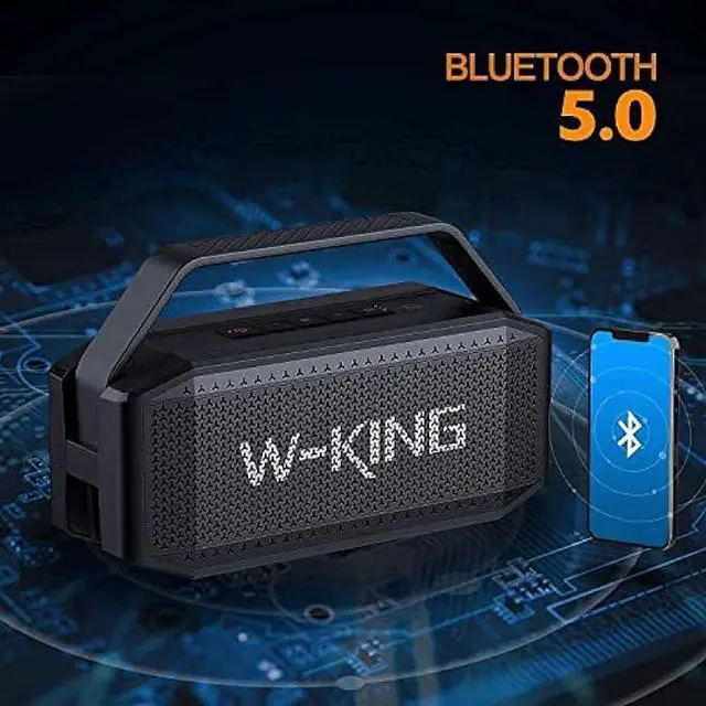 Alt view image 7 of 7 - W-KING Portable Loud Bluetooth Speakers with Subwoofer, 60W(80W Peak) Outdoor Speakers Bluetooth Wireless Waterproof Speaker, Deep Bass/V5.0/40H Play/Power Bank/TF Card/AUX/EQ, Large for Party