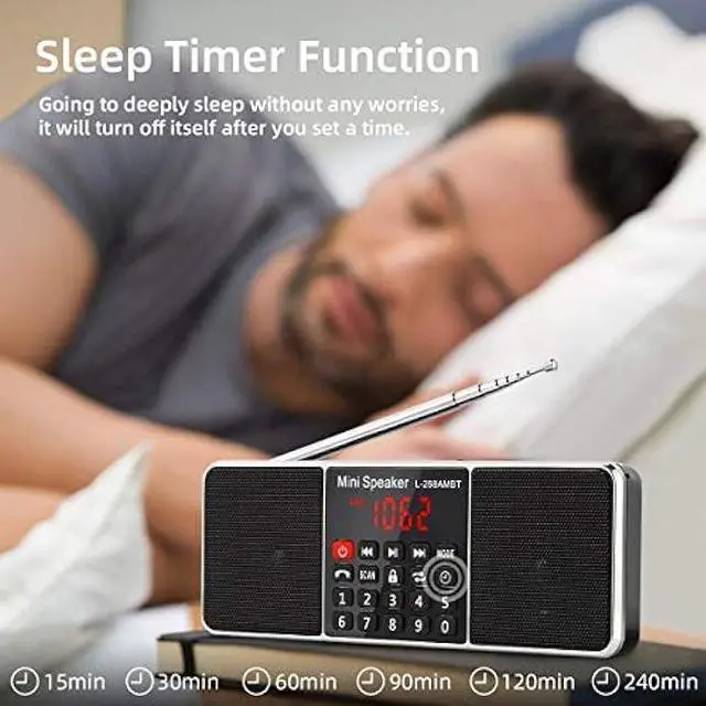 Alt view image 5 of 5 - PRUNUS J-288 Portable Radio AM FM Radio with Bluetooth Speaker, Sleep Timer, Power-Saving Display, Ultra-Long Antenna, AUX Input & USB Disk & TF Card MP3 Player, NO Manual Preset