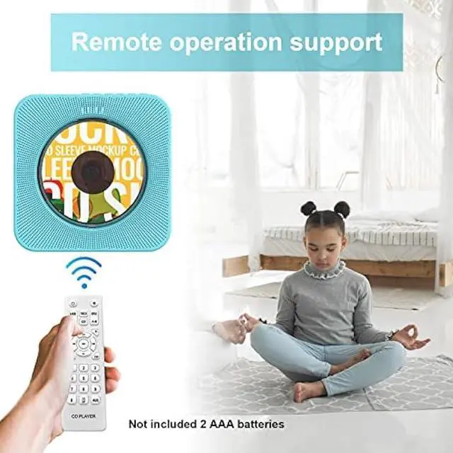 Alt view image 2 of 6 - Weeuus CD Player Portable with Bluetooth,Desktop CD Player with Remote Control,Kids,Kpop,Dual Stereo Speaker,Dust Cover, FM Radio, LED Screen,3.5mm Jack AUX Input Output,Blue