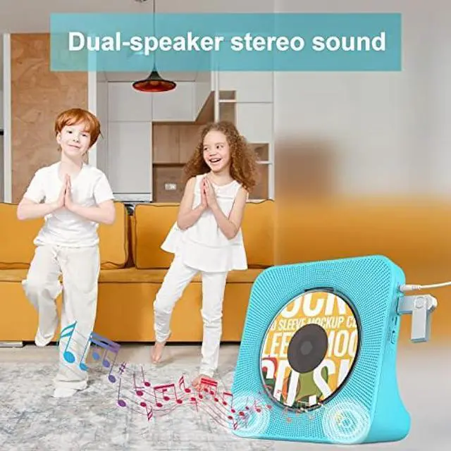 Alt view image 5 of 6 - Weeuus CD Player Portable with Bluetooth,Desktop CD Player with Remote Control,Kids,Kpop,Dual Stereo Speaker,Dust Cover, FM Radio, LED Screen,3.5mm Jack AUX Input Output,Blue