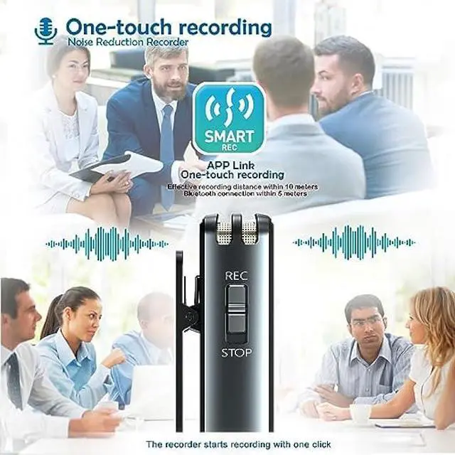 Alt view image 4 of 6 - VTZH 128GB Digital Voice Recorder with Phone APP Control,1600 Hour Smart Voice Recorder One-Touch Recording Speaker Instant Playback MP3,Audio Recording Device for Lectures, Meetings, Cars, Interviews
