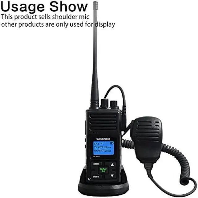 Alt view image 4 of 6 - SAMCOM Shoulder Mic of Walkie Talkies, Long Range Two Way Radio Speaker, Handheld Microphone for Most 2 Way Radio, 2 Pin Radio Mic with PTT (2 Pack)