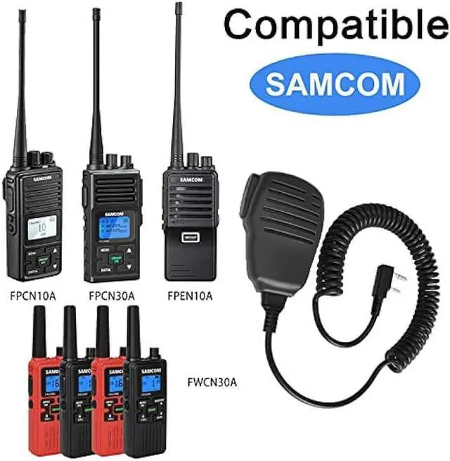 Alt view image 6 of 6 - SAMCOM Shoulder Mic of Walkie Talkies, Long Range Two Way Radio Speaker, Handheld Microphone for Most 2 Way Radio, 2 Pin Radio Mic with PTT (2 Pack)