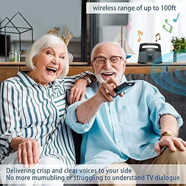 Alt view image 4 of 6 - Joanbro TS1D 2.4GHz Portable Wireless Speakers for TV for Seniors and Hard of Hearing, Optical/RCA/AUX Supported, Voice Highlighting and Tone Control, 100ft Long Range TV Speaker