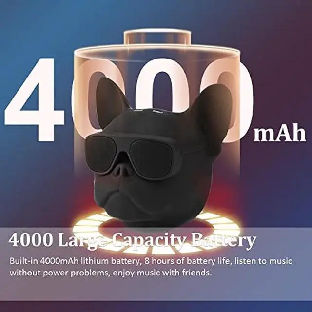 Alt view image 3 of 6 - Portable Bluetooth Speaker, French Bulldog 10W Stereo Sound Music Player Bluetooth 4.1 Wireless Speaker with 32G Extension, Radio Function, Support Voice Command, Built-in Battery