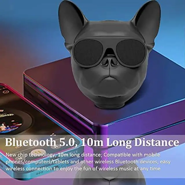 Alt view image 2 of 6 - Portable Bluetooth Speaker, French Bulldog 10W Stereo Sound Music Player Bluetooth 4.1 Wireless Speaker with 32G Extension, Radio Function, Support Voice Command, Built-in Battery