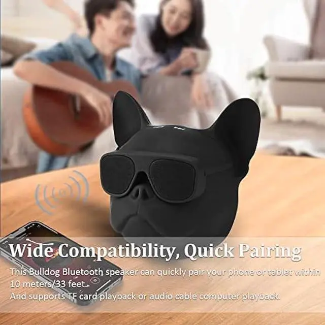 Alt view image 5 of 6 - Portable Bluetooth Speaker, French Bulldog 10W Stereo Sound Music Player Bluetooth 4.1 Wireless Speaker with 32G Extension, Radio Function, Support Voice Command, Built-in Battery