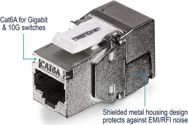 Alt view image 7 of 7 - TRENDnet Shielded Cat6A RJ45 Keystone Jack 6-Pack Bundle, Use with The TC-KP24S Shielded Blank Keystone Patch Panel (Sold Separately), Silver, TC-K06C6A
