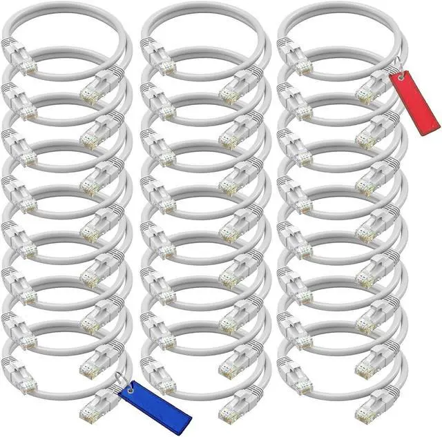 Main image of Maximm Cat 6 Ethernet Cable 1 Ft, (24-Pack) Cat6 Cable, LAN Cable, Internet Cable, Patch Cable and Network Cable - UTP (White) 1 Foot