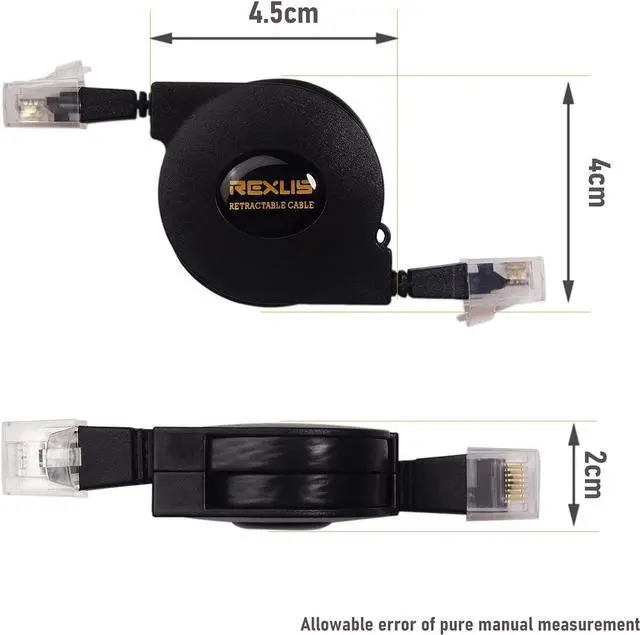 Alt view image 2 of 7 - REXUS 2-Pack Retractable Cat 6 Flat Ethernet Network Cable 6.6 FT, 10 Gigabit High Speed LAN Wires Internet Patch Cable with RJ45 Connector for Xbox,PS4,Router, Modem,Switch(C6R20x2)
