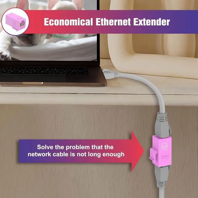 Alt view image 6 of 7 - VCE RJ45 Cat6 Keystone Jack Inline Coupler UL Listed 25-Pack, Female to Female Ethernet Cable Extender Network Insert UTP for Cat6/Cat5e/Cat5 Cable, Pink