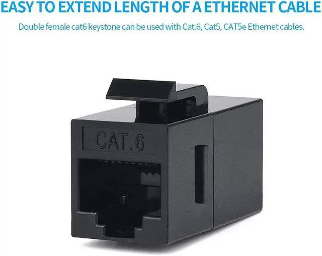 Alt view image 4 of 6 - 100 Pack Rj45 Coupler Cat6 Cat 6 Cat 5 Cat5 Cat5e Keystone Jack Network Cable Couplers Extender Adapter Wall Inline Patch Panel Connectors