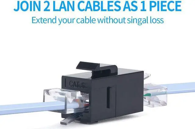 Alt view image 5 of 6 - 100 Pack Rj45 Coupler Cat6 Cat 6 Cat 5 Cat5 Cat5e Keystone Jack Network Cable Couplers Extender Adapter Wall Inline Patch Panel Connectors