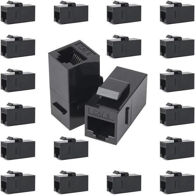 Alt view image 6 of 6 - 100 Pack Rj45 Coupler Cat6 Cat 6 Cat 5 Cat5 Cat5e Keystone Jack Network Cable Couplers Extender Adapter Wall Inline Patch Panel Connectors