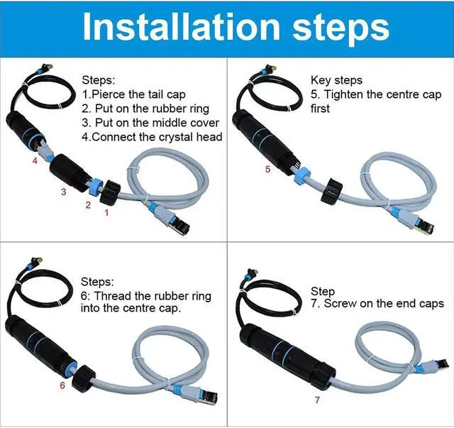 Alt view image 5 of 7 - IP68 Waterproof RJ45 Coupler Shielded Pure Copper Ethernet Coupler - Outdoor LAN Cable Connector for Cat5/ Cat5e/Cat6/Cat7/Cat8 Ethernet Cable (Black 5 PCS Female)