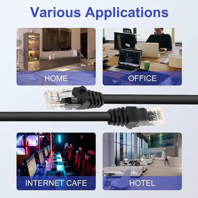 Alt view image 6 of 6 - Tainston Cat6 Ethernet Cable 200ft,Heavy Duty Internet Cable,Support Cat6/Cat5e/Cat5 with 25 Ties-Black.