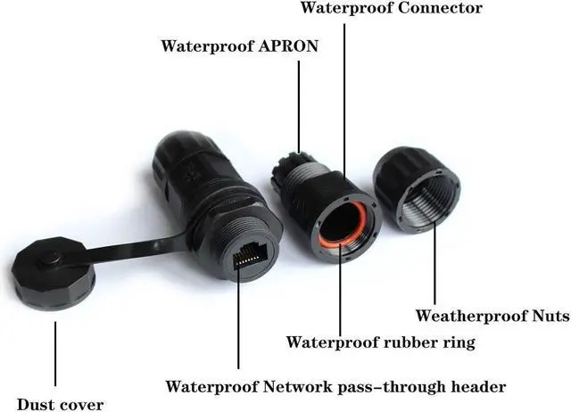 Alt view image 3 of 6 - RJ45 Waterproof Connector, Female to Female, Panel Mount, 8P8C,CAT 6, CAT 5, CAT 5E, M20 IP67 Ethernet LAN Cable Coupler Outdoor Adapter Weatherproof Connection (2-Pack)