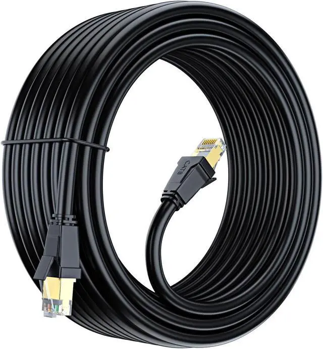 Main image of Cat 8 Ethernet Cable 75 ft, Ethernet Cable with Gold-Plated RJ45 Connector, Cat 8 Network Cable, LAN Internet Cable for Modems, Routers, Network Switch, High Speed Ethernet Cable (Black)