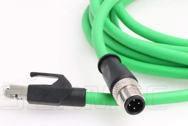 Alt view image 2 of 4 - SZRMCC M12 Ethernet Cable D-Code 4 Pin Male to RJ45 Connector High Flex Cat5e Shielded Waterproof Network Cable for Industrial Camera Sensor (5m,Green)