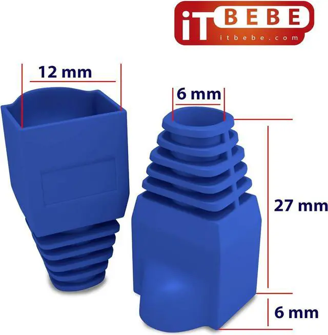 Alt view image 5 of 7 - TBEBE 100 Sets of RJ45 Cat6 Pass-Through Connectors for 24 AWG Cables - 100 Pieces Cat6 Connectors Ends and 100 Pcs RJ45 Connectors Blue Strain Relief Boots for Clean, snag-Free ethernet Patch Cord