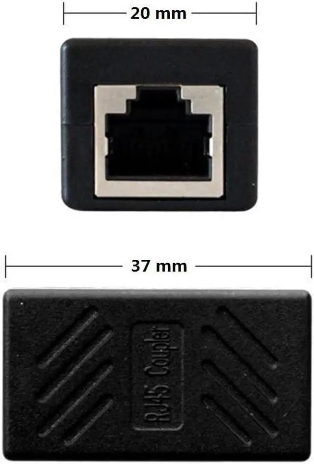 Alt view image 3 of 6 - RJ45 Cat5 Couplers (20 Pack) | in Line Coupler Cat5 Cat5e Cat6 Cat7 Ethernet Cable 8P8C Extender Adapter Female to Female, Black