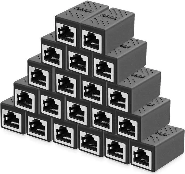Main image of RJ45 Coupler Network Coupler, RJ45 in-Line Adapter - Shielded in-Line Coupler for Cat7/Cat6/Cat5e/cat5 Ethernet Cable Extender Connector - Ethernet Cable Connectors Female to Female(Gray 20 Pack)