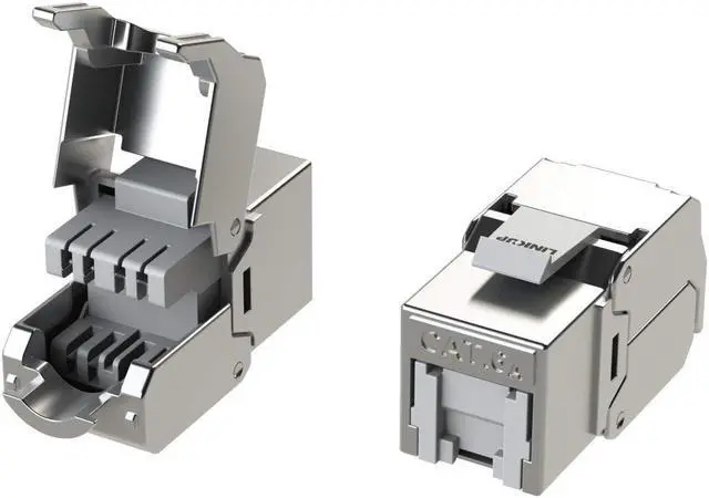 Alt view image 2 of 6 - LINKUP - RJ45 Connectors Cat6A (6 Pack) Shielded Keystone Jack Zinc-Alloy Housing Modular Termination | 10G Easy Internet Tool Free Jacks | for Cat6A up to 22AWG Solid Bulk S/FTP Ethernet Cable