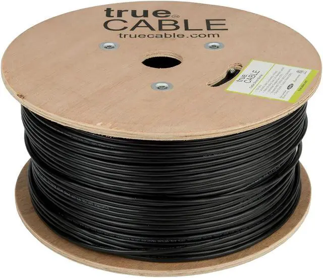 Alt view image 2 of 7 - trueCABLE Cat5e Outdoor, 1000ft, Waterproof Direct Burial Rated CMX, Black 24AWG Solid Bare Copper, 350MHz, PoE++ (4PPoE), ETL Listed, Unshielded UTP, Bulk Ethernet Cable
