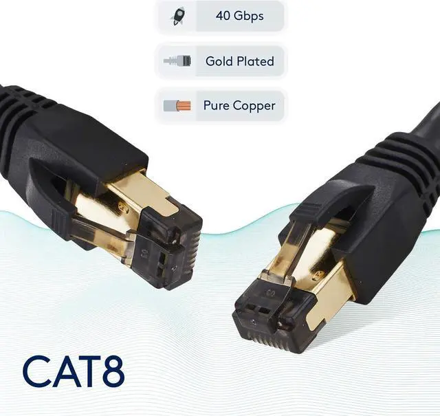Alt view image 3 of 7 - Cat 8 Ethernet Cable 50FT High Speed Performance Braided 40Gbps 2000Mhz Copper Conductors 26AWG Heavy Duty LAN Wire RJ45 Connector for Gaming Modem Router Switch Internet Red