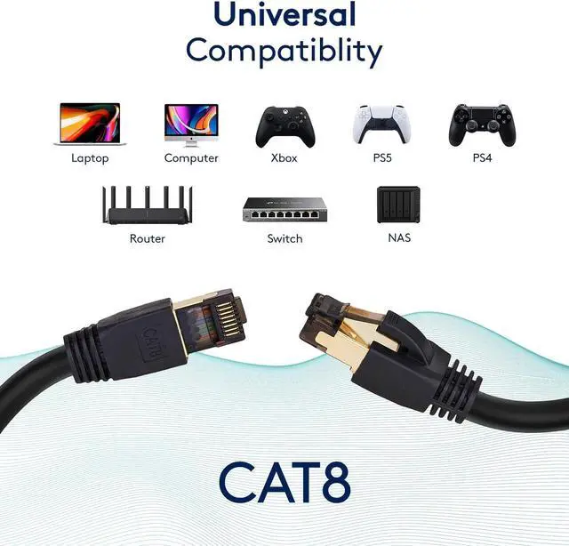 Alt view image 4 of 7 - Cat 8 Ethernet Cable 50FT High Speed Performance Braided 40Gbps 2000Mhz Copper Conductors 26AWG Heavy Duty LAN Wire RJ45 Connector for Gaming Modem Router Switch Internet Red