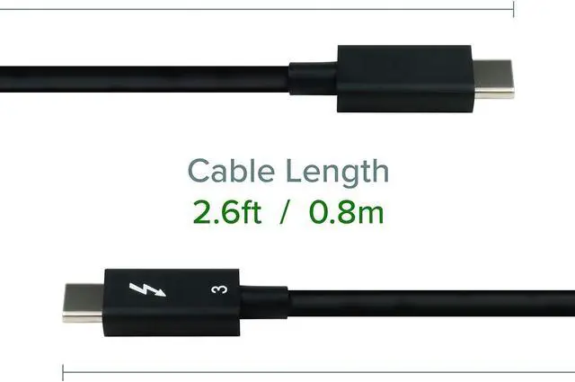 Alt view image 4 of 7 - Plugable Thunderbolt 3 Cable 40Gbps Supports 100W (20V, 5A) Charging, 2.6ft / 0.8m USB C Compatible [Thunderbolt 3 Certified] - Driverless