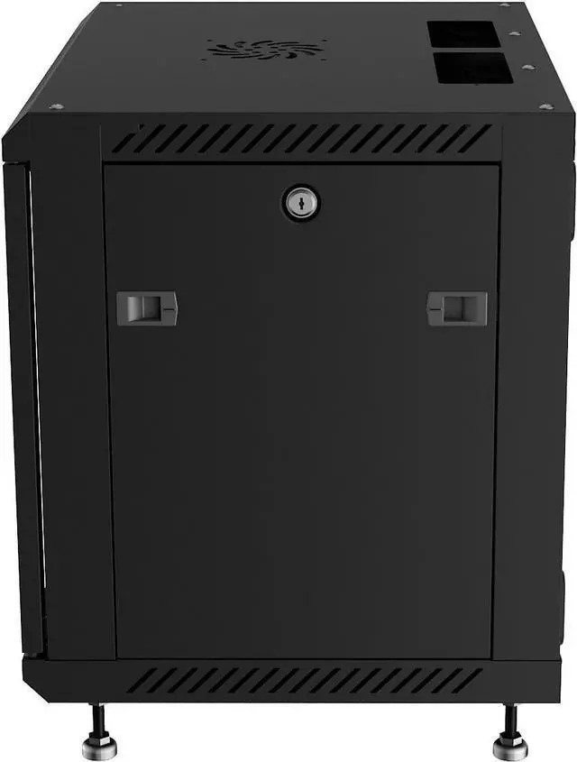 Alt view image 6 of 7 - Sysracks 12U 18 inch Depth Wall Mount Server Cabinet Network Rack Lockaing Enclosure Glass Door - POWERBAR - Cooling Fan - Shelf - Feet - Hardware