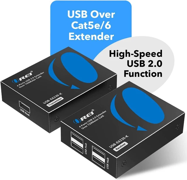 Alt view image 2 of 7 - OREI USB 2.0 Extender Over Ethernet up to 330 Feet, USB Over Cat6, HDCP 2.2