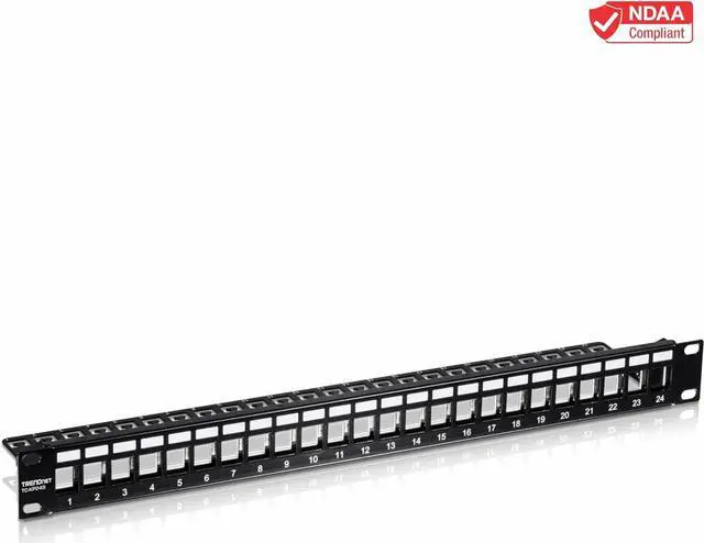Alt view image 5 of 7 - TRENDnet 24-Port Blank Keystone 1U Patch Panel, 1U 19" Metal Rackmount Housing, Recommended With TC-K25C6 & TC-K50C6 Cat6 Keystone Jacks (Sold Separately), Black, TC-KP24